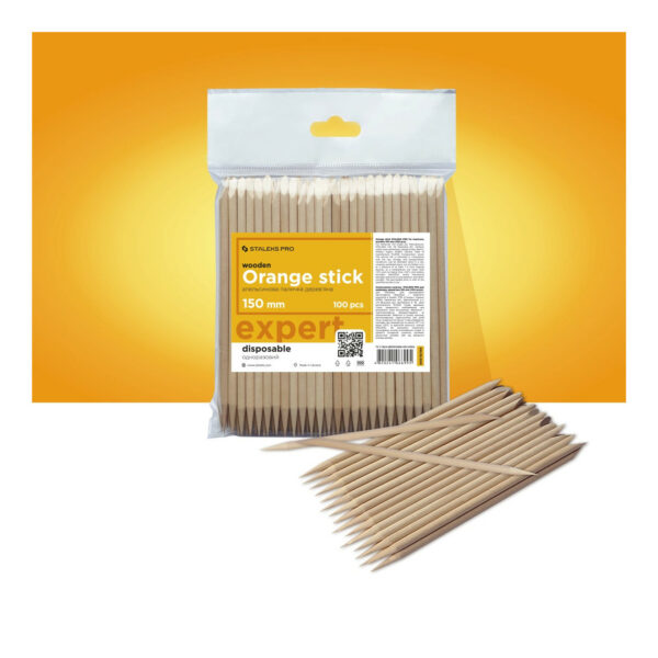 100 Bâtons Orange STALEKS PRO pour manucure, en bois 150mm