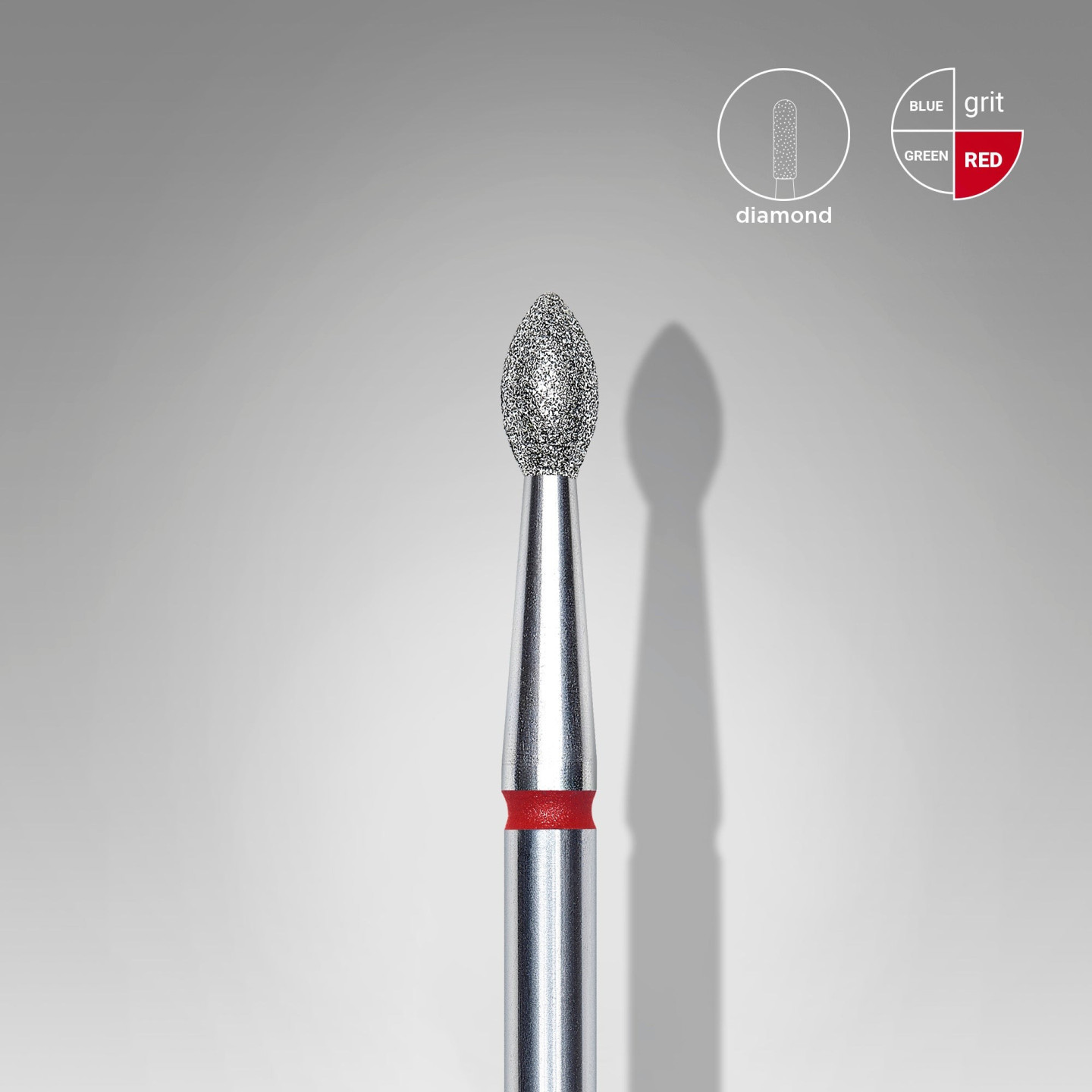 Embout diamant Pointe « Bourgeon », Rouge, Diamètre Tête 2.5 Mm, Partie Active 4.5 Mm