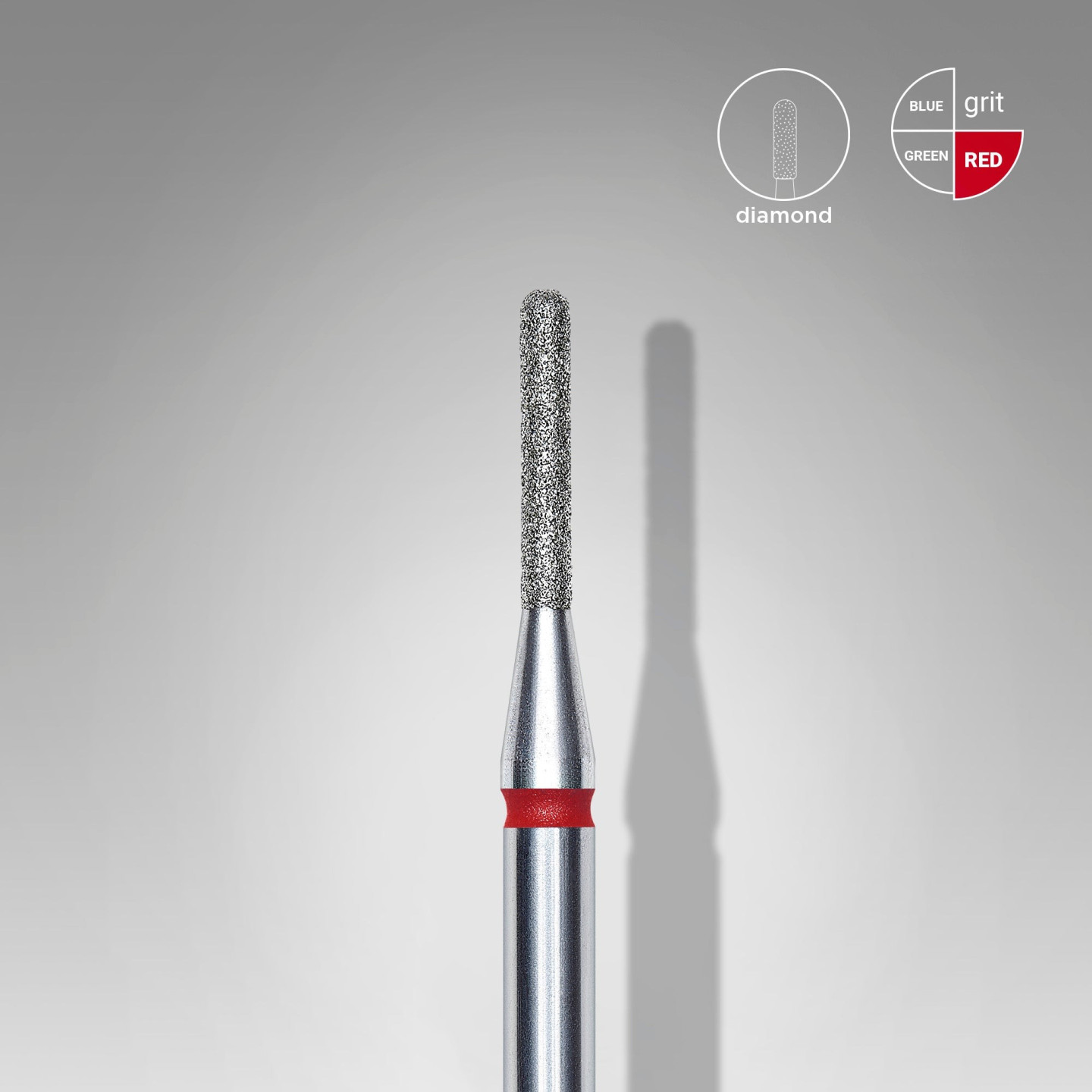 Embout diamant « Cylindre », Rouge, Diamètre De La Tête 1.4 Mm, Partie Active 8 Mm