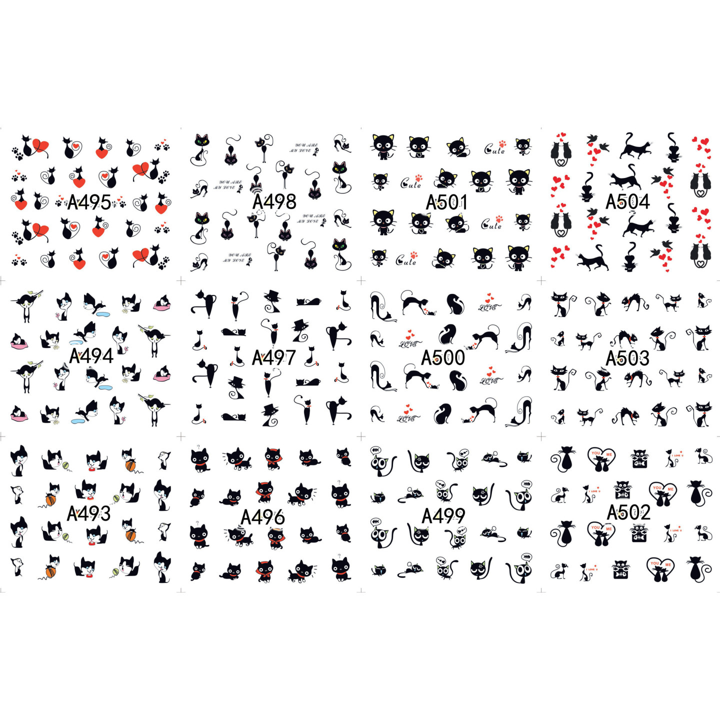 Pack de 60 water decals (A493 à A504 - COULEUR) + 12 water decals surprise