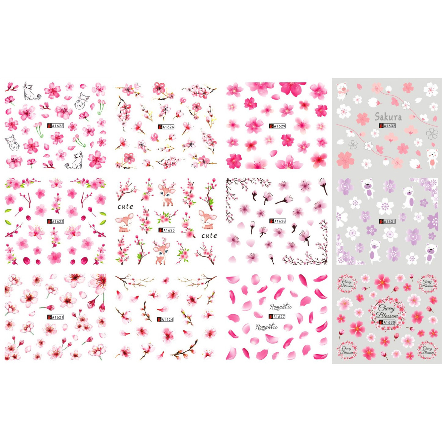 Pack de 60 water decals (A1621 à A1632 - COULEUR) + 12 water decals surprise