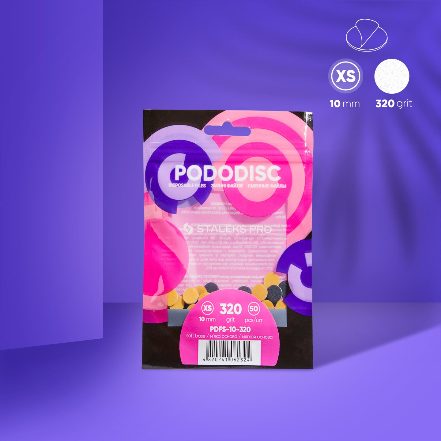 Embouts interchangeables à base souple pour disque pédicure PODODISC STALEKS PRO XS (50 pcs-Noir) - Grain 100-180-240-320