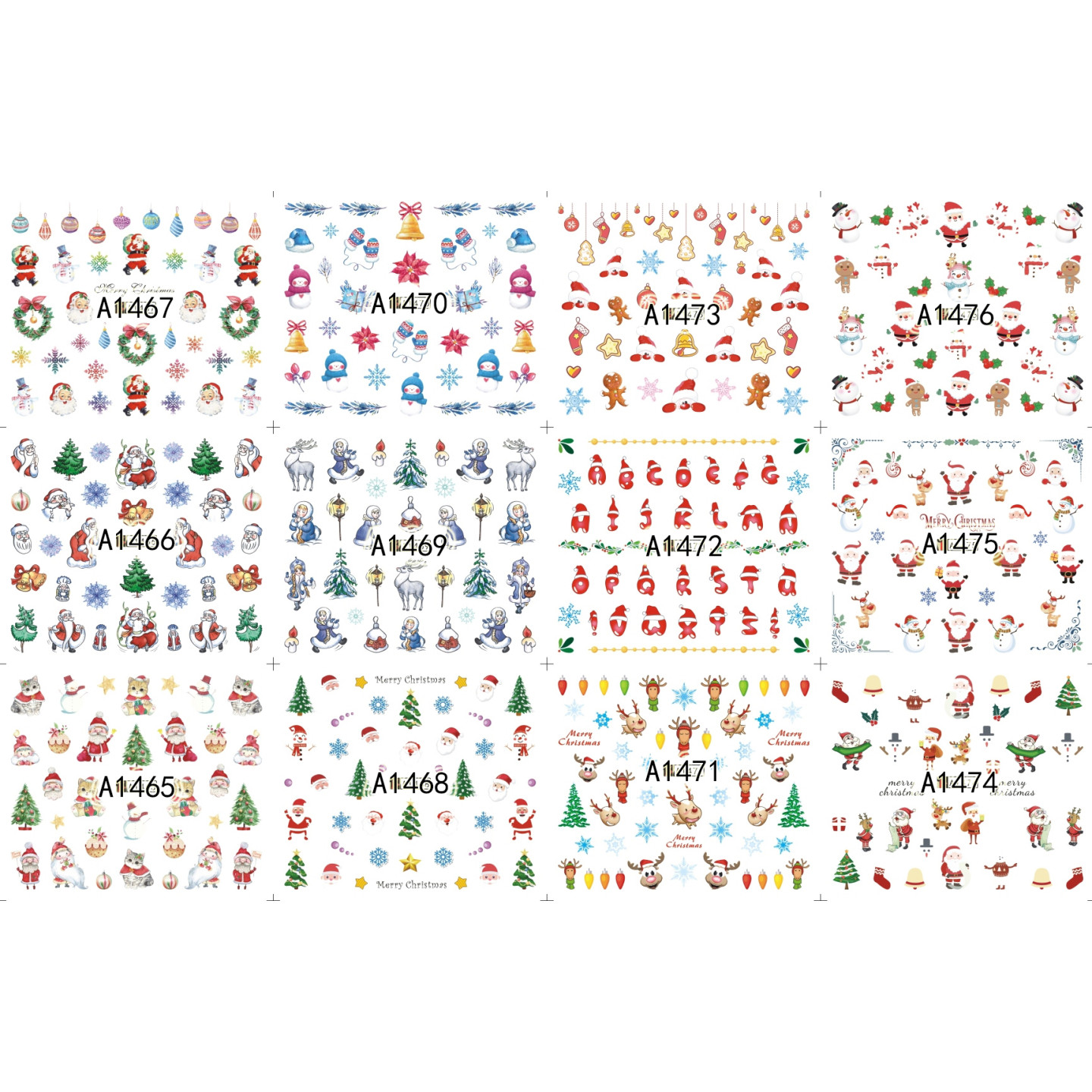 Pack de 60 water decals (A1465 à A1476 - COULEUR) + 12 water decals surprise