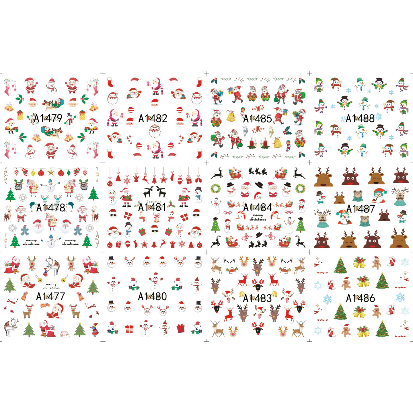 Pack de 60 water decals (A1477 à A1488 - COULEUR) + 12 water decals surprise