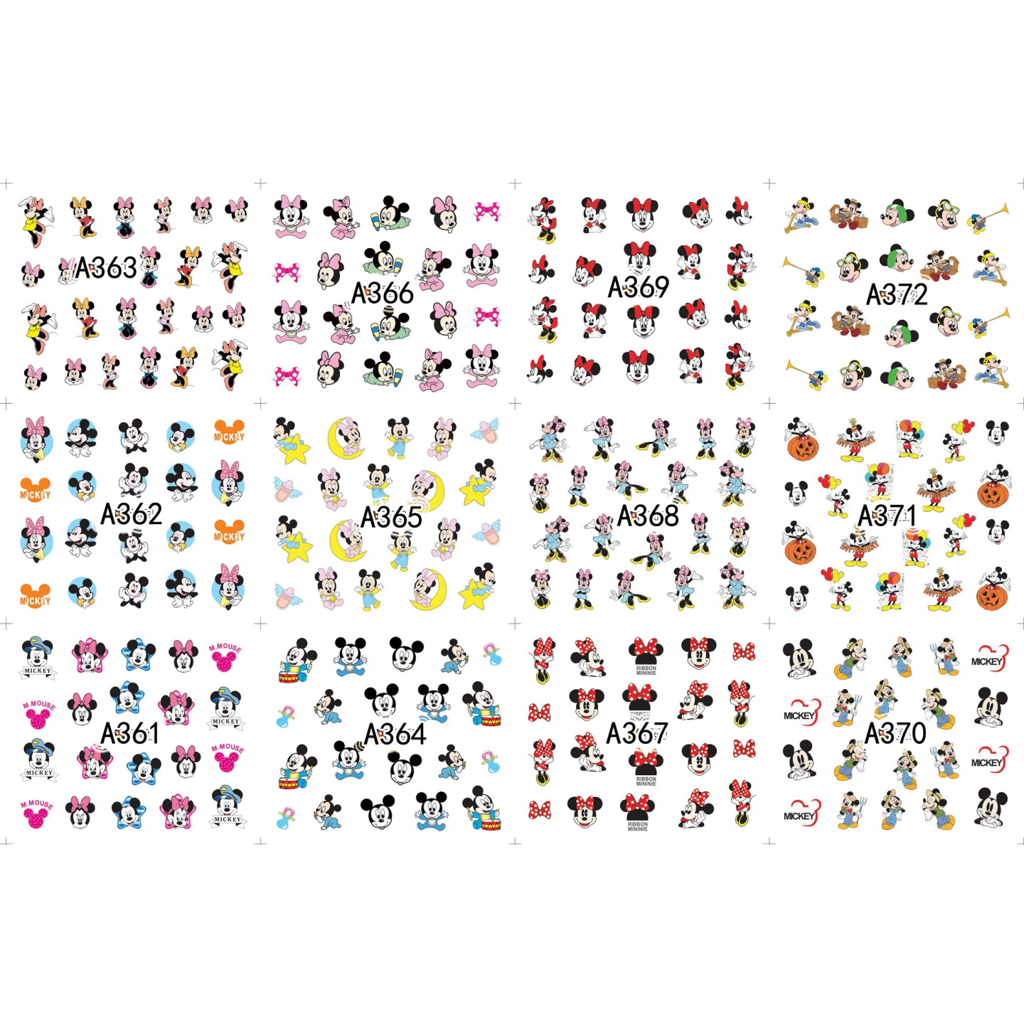 Pack de 60 water decals (A361 à A372 - COULEUR) + 12 water decals surprise