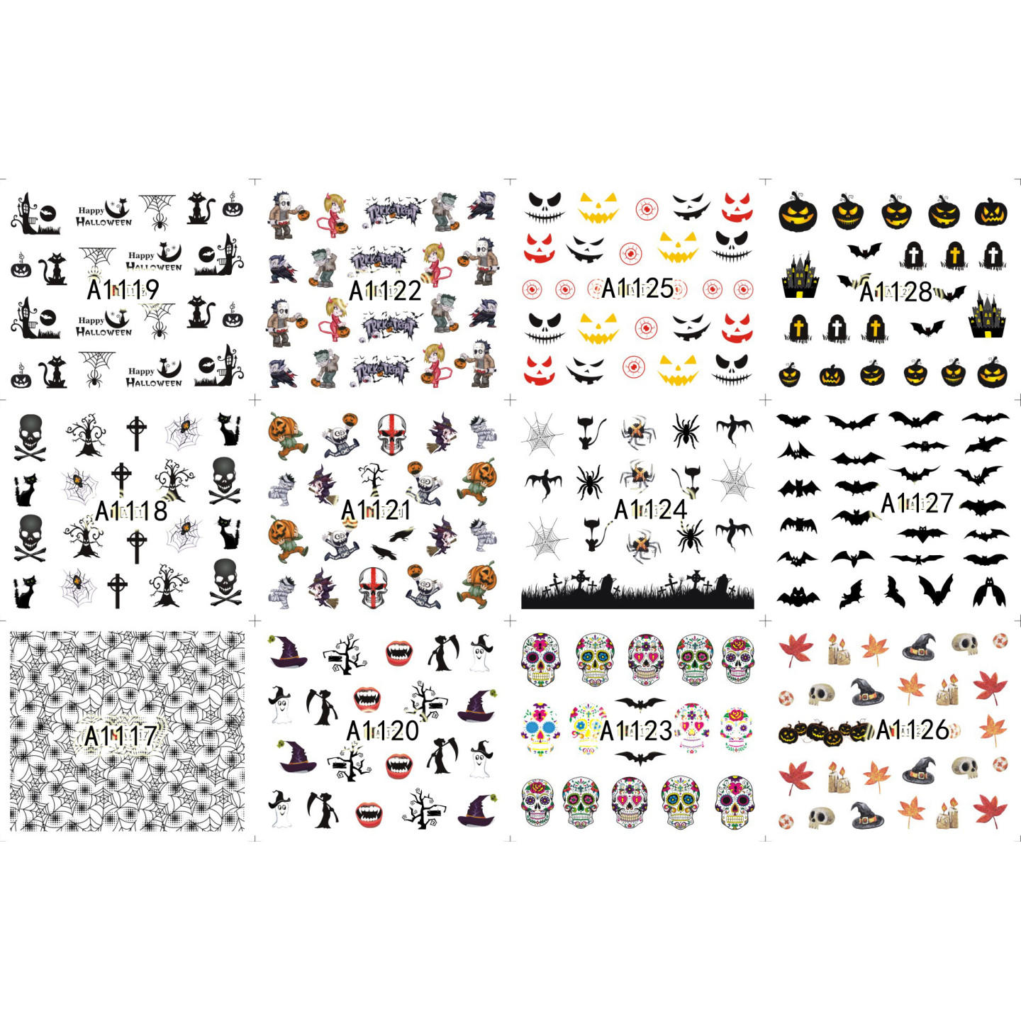 Pack de 60 water decals (A1117 à A1128 - COULEUR) + 12 water decals surprise